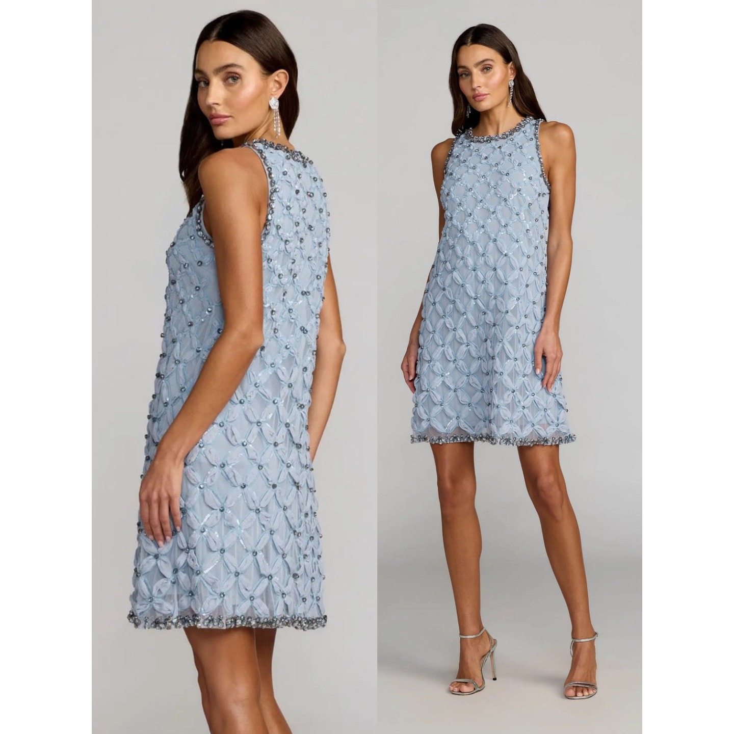Nwt Mac Duggal Blue Rhinestone Embellished Sleeveless Mini Dress $798 Size Small